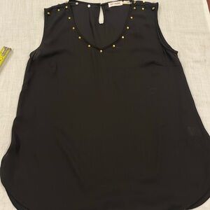B14 Blu Pepper Womens Black Gold Studded Detail Tank Top small